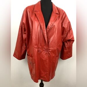 Vintage 100% Genuine Leather Jacket Coat Red